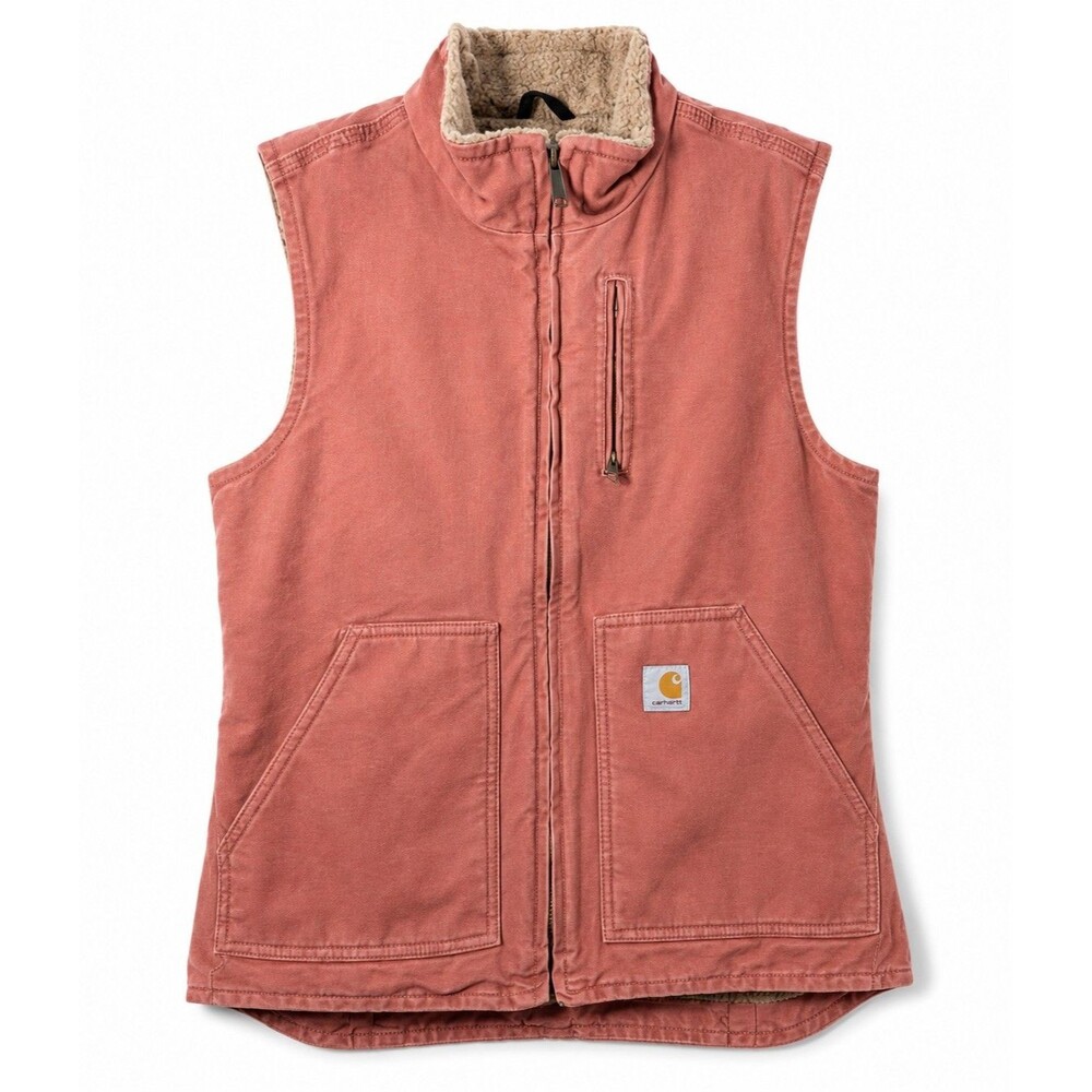 Carhartt Vest Womens Small Vintage Rose Sherpa Lined Full Zip WV001 VRS